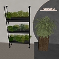 Green Planting Flower Box Plant Pile Landscape Green Planting Flower Box Iron Flower Holders 3d model