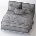 Modern Bed Design With Gray Headboard White Sheets And Dark Blanket 3d model