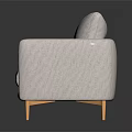 Modern Light Gray Single Seater Sofa with Armrests and Wooden Legs Design