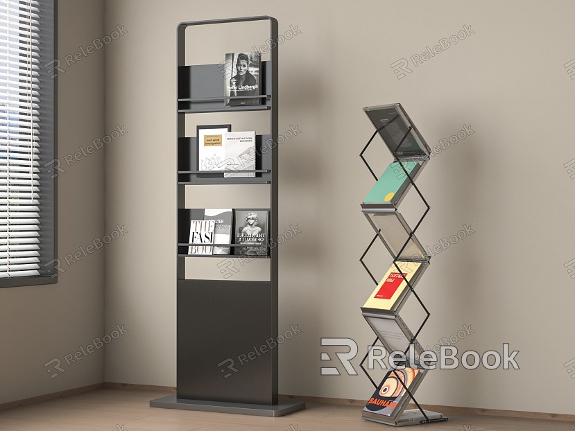 Modern Bookshelf Books Newspaper Shelf Books model