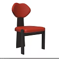 Stylish Modern Red Leather Dining Chairs With Black Solid Wood Legs 3d model
