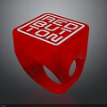 Red Cube Shaped Button Practical Daily Life Product With White Text
