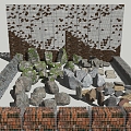 Modern gabion wall retaining wall landscape stone rubble cobblestone iron mesh landscape wall 3d model