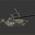 Green Camouflage Military Tank With Armored Body Large Cannon And Tracked Design