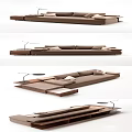 Modern Brown Multi Person Sofa With Wooden Coffee Table Floor Lamp And Soft Cushions