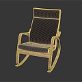 Stylish Black Cushioned Rocking Chair With Wooden Frame And Dark Gradient Background