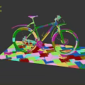 Mountain Bike With Fenders Displayed On Wooden Platform Against Black Background