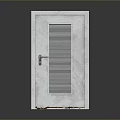 White Interior Door With Louvered Panel And Metal Handle Worn Bottom Design 3d model