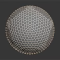 Geometric Hemisphere Object With Hexagonal Grid Surface Structure And Smooth Reflection
