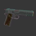 Vintage Metallic Pistol With Detailed Wooden Grip Isolated On Dark Background
