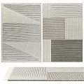 Square Rug With Geometric Striped Patterns Neutral Tones And Modern Design 3d model