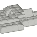 Gray Modular Sectional Sofa With Plush Velvet Cushions And Modern Design 3d model