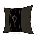 Gray Linen Decorative Pillow With Dark Vertical Stripes And Pink Gemstone Accent Detail