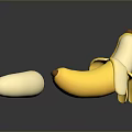 Fresh Yellow Bananas With Whole Peeled Fruit And Banana Peel On Shiny Surface