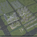 Aerial View Planning of Urban District with High Rise Buildings Residential Areas and Green Spaces