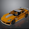 Orange Sports Car With White Roof Rear Spoiler Black Wheels And Sleek Design