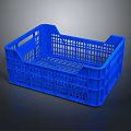 Blue Plastic Storage Basket With Grid Design And Side Handles For Home Use 3d model