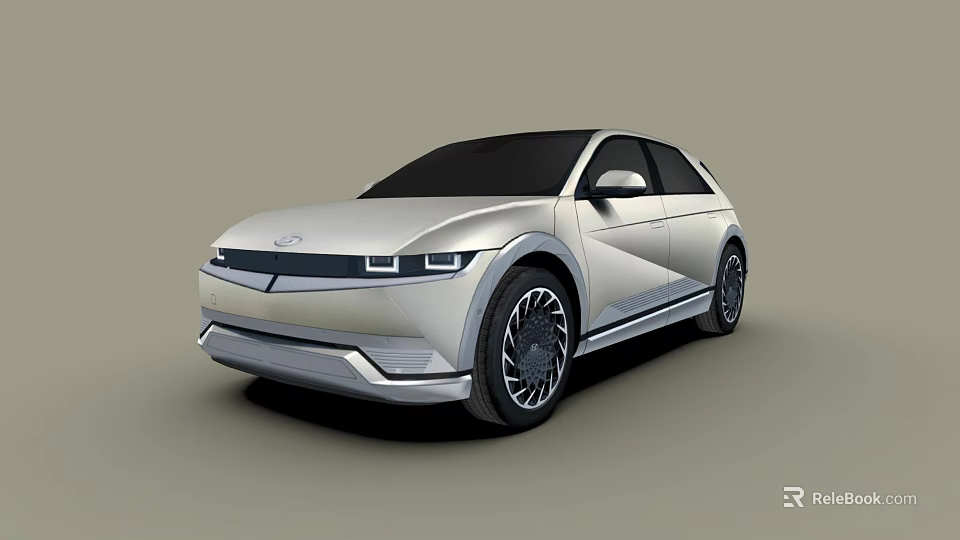 Silver Electric Crossover Car With Sleek Body LED Headlights And Alloy Wheels 3d model 
