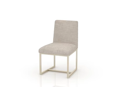 Modern Upholstered Dining Chair With Metal Frame And Beige Fabric 3d model