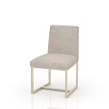 Modern Upholstered Dining Chair With Metal Frame And Beige Fabric