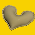 Cream Colored Heart Shaped Pillow With Shiny Surface And Stitched Edges
