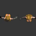 3D Female Character Model With Orange Hair And Sci Fi Armor Front Back View