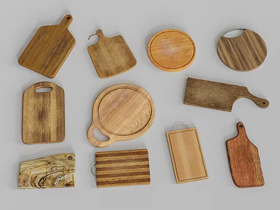Essential Kitchen Tools High Quality Wooden Cutting Boards With Various Shapes 3d model