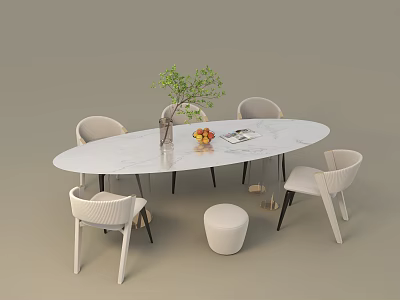 Modern Dining Table and Chair Combination Italian Dining Table 3d model
