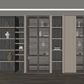 Modern Interior Display Cabinet With Multiple Shelves And Decorative Vases Books