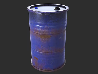 Rusty Blue Metal Oil Drum With Two Holes On Top Surface 3d model