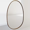 Oval Shaped Mirror With Thin Wooden Frame For Modern Interior Decoration 3d model