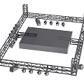 Stage Truss Structure With Central Platform And Surrounding Lighting Equipment