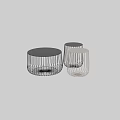 Modern Design Coffee Tables With Round Tabletops And Black Beige Metal Frames 3d model
