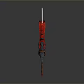 Fantasy Spiked Blade With Red Black Design And Serrated Edge Wooden Handle