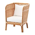 Natural Rattan Single Sofa With White Cushion For Modern Living Space