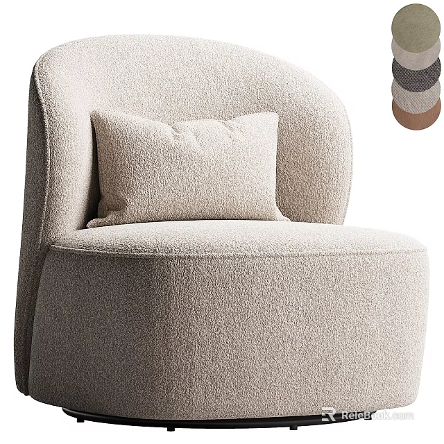 Modern Single Sofa with Cozy Fabric and Accent Pillow and Neutral Color Options 3d model 