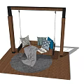 Outdoor Playground Equipment With Wooden Swing Frame Pillows And Brick Floor Rug