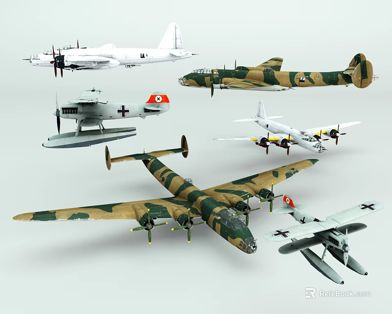 Various Fighter Jet Models With Camouflage Paint And Vintage Military Designs 3d model 