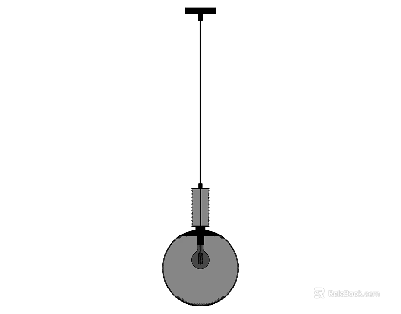 Modern Minimalist Round Pendant Light With Metal Stem And Globe Shade Design 3d model 