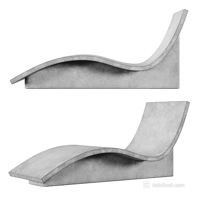 Concrete Lounge Chair With Modern Minimalist Design And Sleek Curved Lines 3d model 