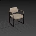 Modern Single Chair With Beige Fabric Seat Light Brown Armrests And Black Metal Frame
