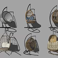 Stylish Garden Decor Hanging Chairs with Rattan Design Metal Frames and Soft Cushions