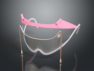 Commercial Protective Face Shield Equipment With Pink Top White Frame And Metal Mesh 3d model