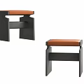 Modern Stools With Black Frame And Orange Cushion For Home Decor