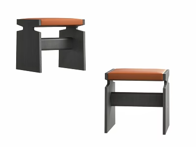 Modern Stools With Black Frame And Orange Cushion For Home Decor 3d model