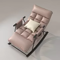 Modern Pink Padded Lounge Chair With White Pillow And Black Metal Frame