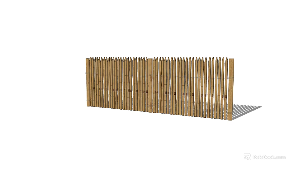 Bamboo Garden Fence With Vertical Slats For Outdoor Privacy And Decoration 3d model 