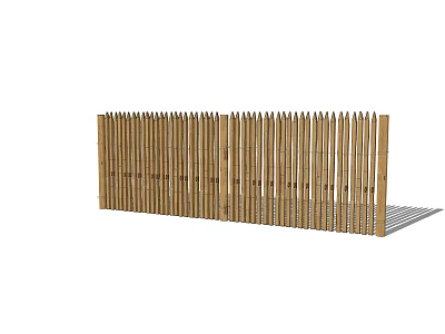 Bamboo Garden Fence With Vertical Slats For Outdoor Privacy And Decoration 3d model