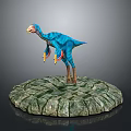 Blue Dinosaur Model With Orange Beak And Detailed Stone Base 3d model