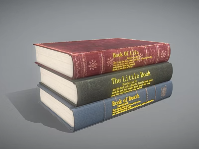 Stacked Hardcover Books Featuring Book of Life The Little Book and Book of Death 3d model
